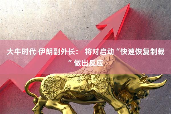 大牛时代 伊朗副外长： 将对启动“快速恢复制裁”做出反应