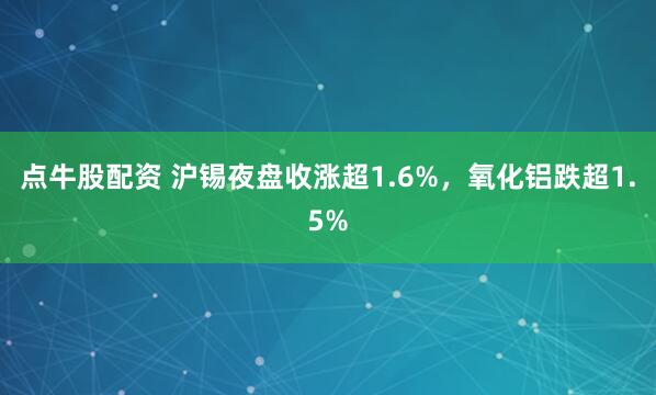 点牛股配资 沪锡夜盘收涨超1.6%，氧化铝跌超1.5%