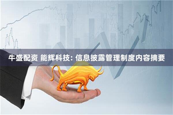 牛盛配资 能辉科技: 信息披露管理制度内容摘要