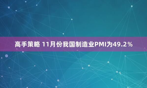 高手策略 11月份我国制造业PMI为49.2%