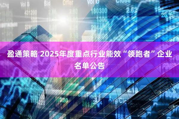 盈通策略 2025年度重点行业能效“领跑者”企业名单公告